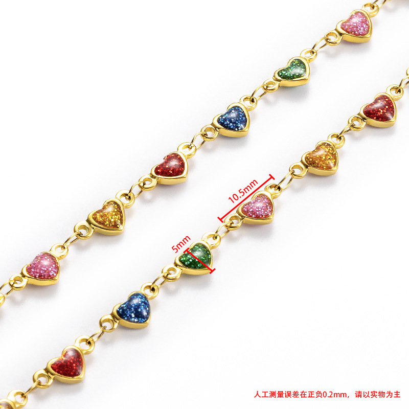 23g Weight Chain Jewelry Making Type 1 Piece 304 Stainless Steel 18K Gold Plated 1M Chain Chain Retro Classic Style Heart Shape