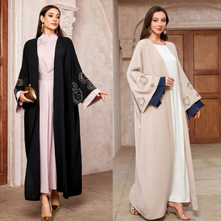 Cross-Border Women's New Middle Eastern Muslim Fashion Cardigan Dubai Arabian Robe Bat Sleeve Elegant Dress