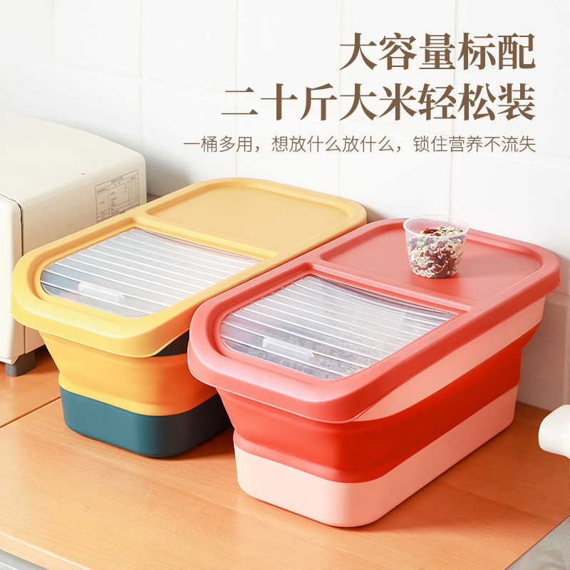 Amazon 折りたたみ式ドッグフードバケツキッチン防カビ防湿穀物保存バケツ米保存バケツ小麦粉バケツ米箱工場供給|undefined