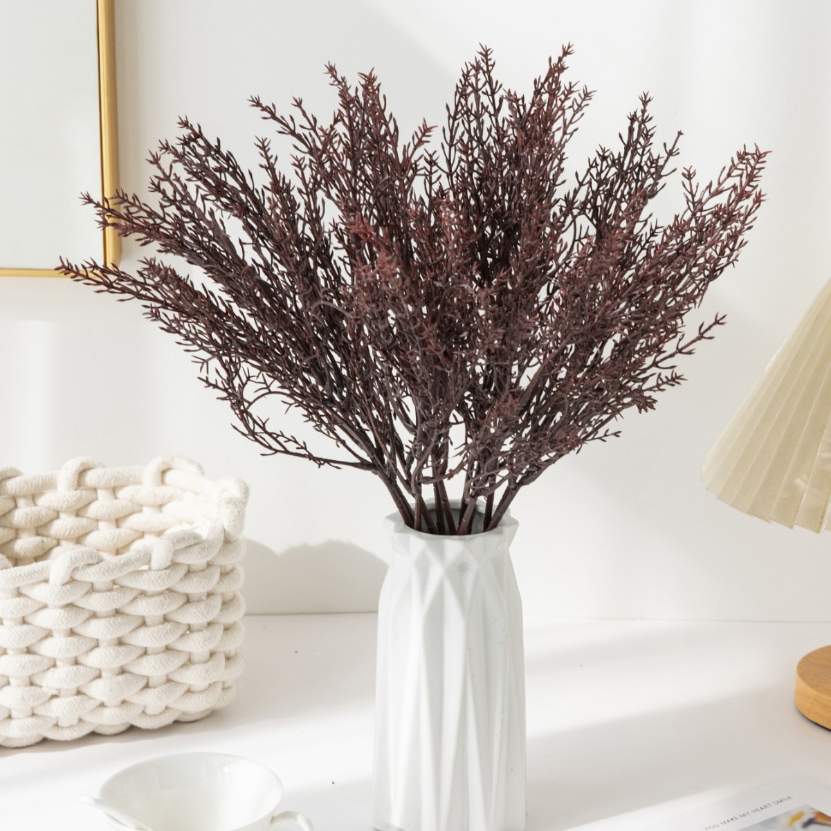 仿真雾凇草 迷雾凤尾干花婚庆仿真花把束侧柏叶吊顶假花 网红