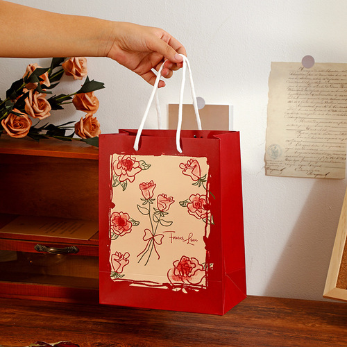 MOKA Rose Gift Bag Tote Bag Large Capacity Gift Bag, Instagram High-End Aesthetic Durable Outdoor Bag for Wholesale