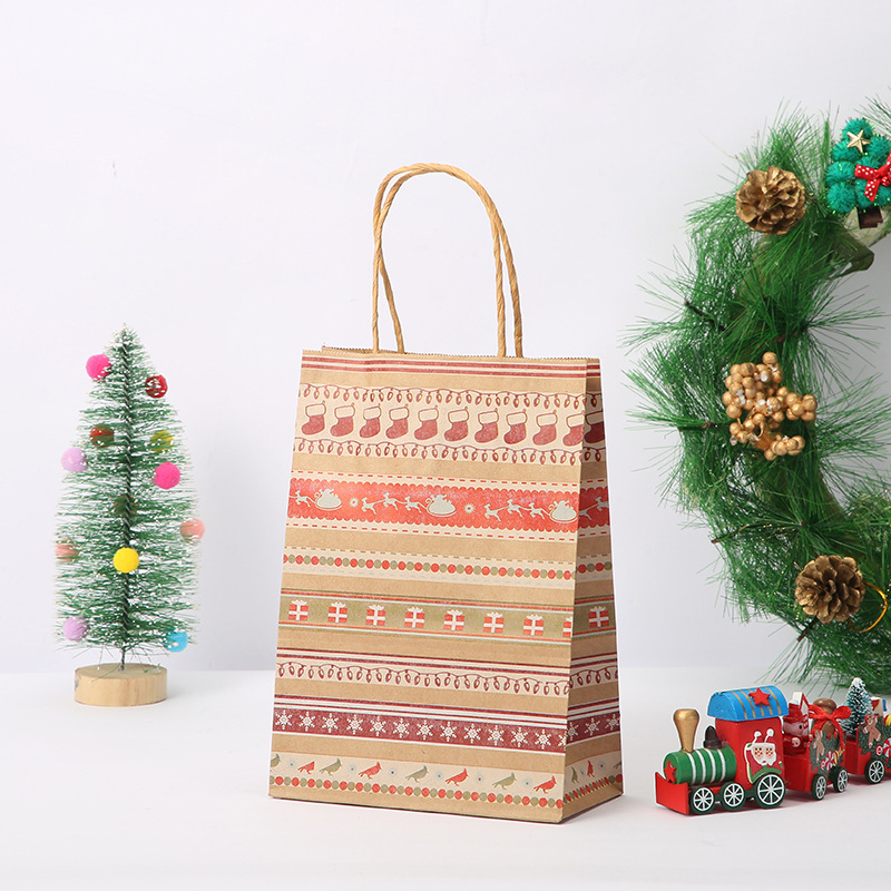 現物クリスマス礼袋クラフト紙包装袋卸売りはデパートのレジ袋を決めることができる|undefined