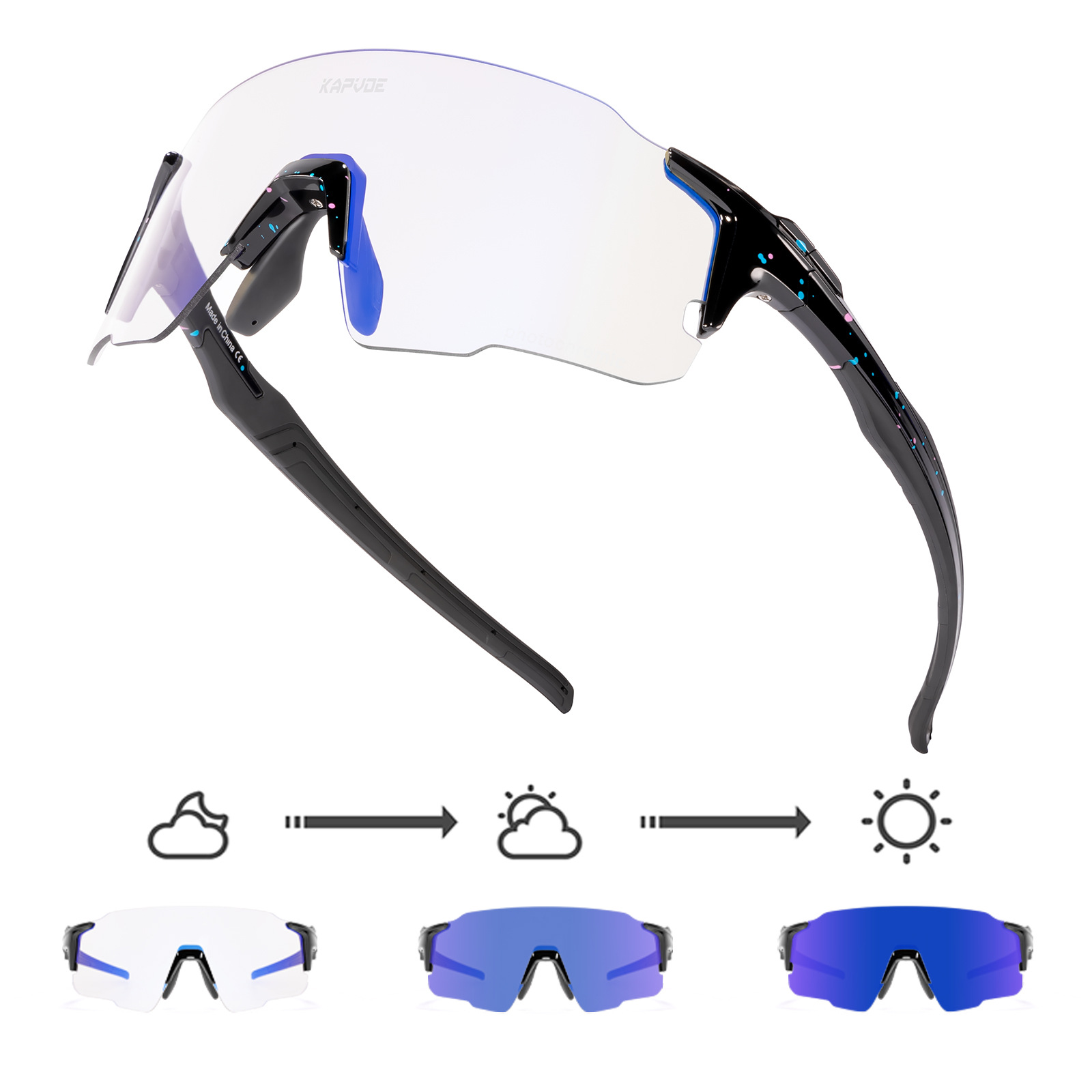 Gafas Antideslumbrantes de Ciclismo de TR90, Cortavientos, Apto para Miopía, para Ciclismo