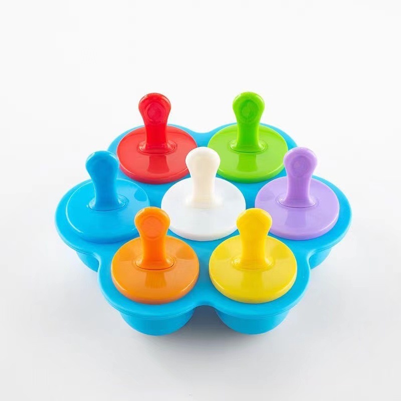 クリエイティブシリコン 7 穴アイスキャンデー型子供の自家製 DIY アイスキャンデー 7 穴製氷皿型シリコン製氷ボックス|undefined