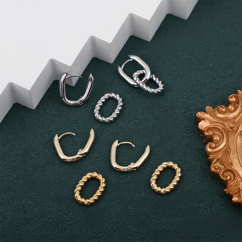 Women's Minimalist Twisted Geometric Double Layer Drop Earrings_voghion.com