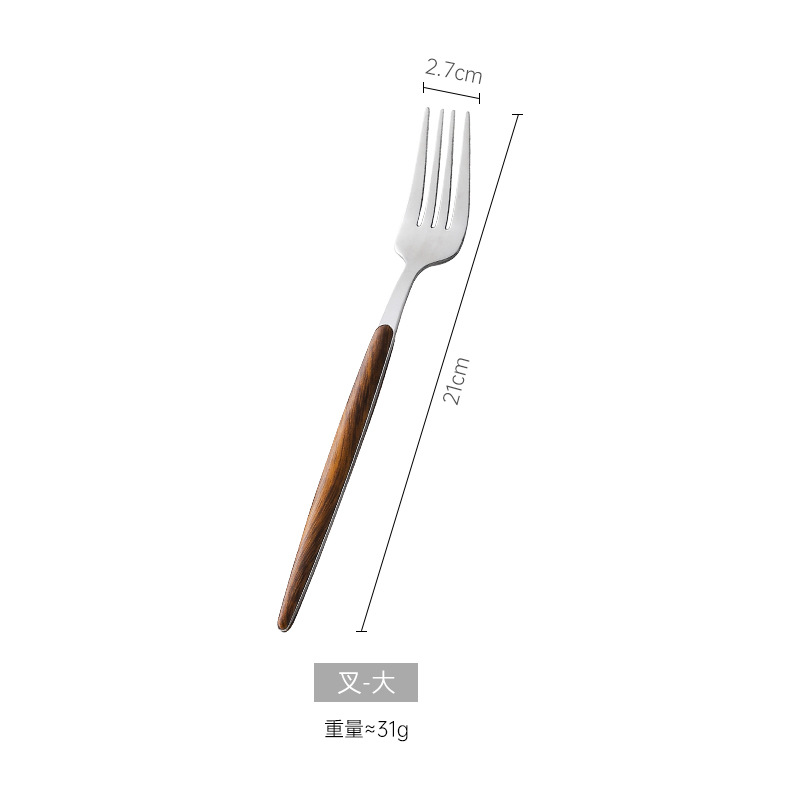 Acero inoxidable creativo grande tamaño pequeño cuchillo y tenedor hogar Hotel vajilla palillos chinos mango de madera occidental filete tenedor cuchara de postre