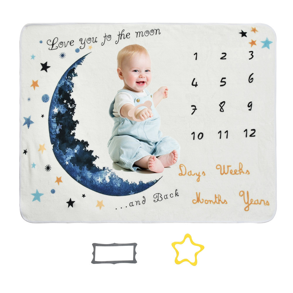 Baby Milestone Flannel Photography Blanket Baby Growth Memorial Blanket Photo Props Baby Blanket Cover Blanket