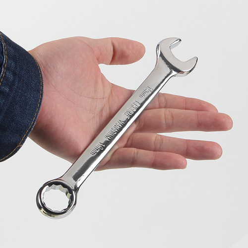 Plum blossom open dual-purpose wrench, finely polished chrome-plated dead plum double-headed neutral mirror 45# carbon steel manual wrench for auto repair