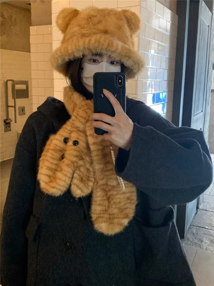 2024 Nuova piccola sciarpa pelosa per donna, autunno e inverno, di alta qualità, caldo collo di tigre, motivo leopardato_voghion.com