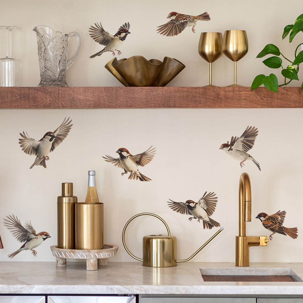 fun-b133 foreign trade painted bird kitchen restaurant wall background beautification decorative wall stickers wholesale