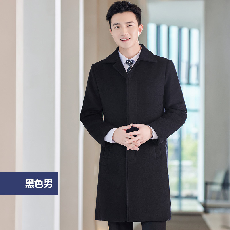 남성용 블랙 울 코트