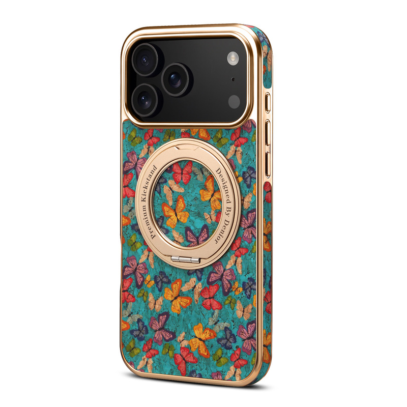 Denior苹果17花语齿轮电镀磁吸Air手机壳 iPhone17ProMax支架皮套|undefined