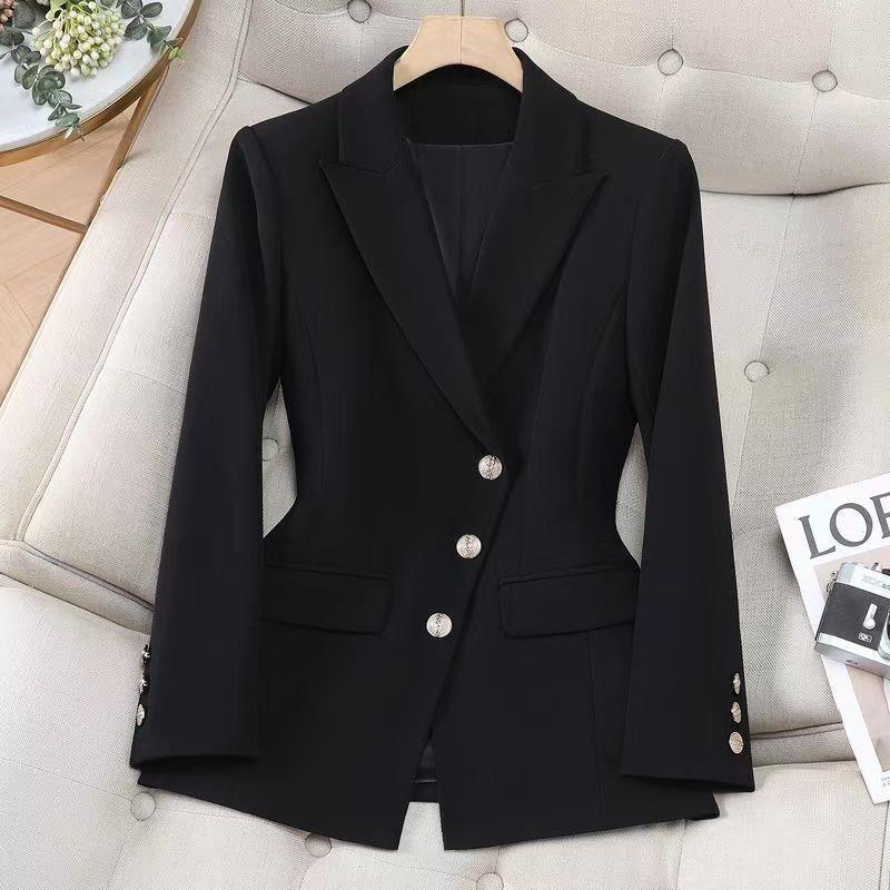 Black Blazer for Women, New Spring Style, Stylish and Versatile, Suitable for Work, Professional Slim-Fit Suit Jacket