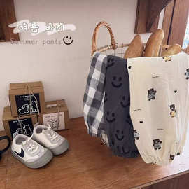 儿童夏季防蚊裤2025男女童可爱满印卡通薄款透气休闲宽松百搭裤子