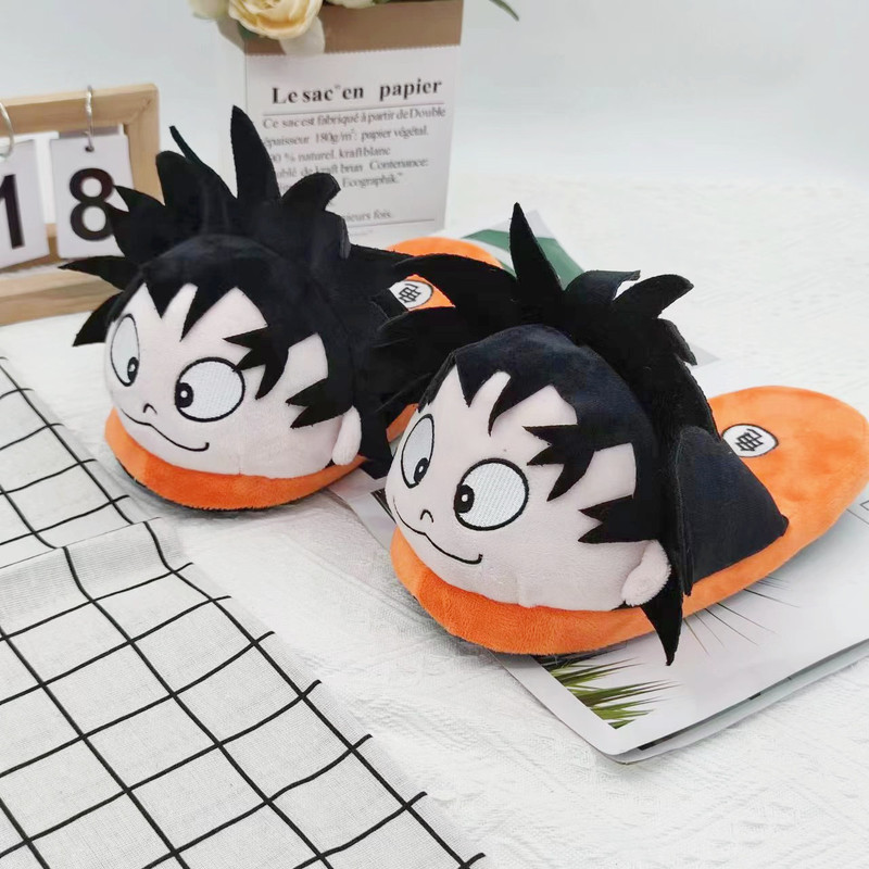 Cross-Border New Japanese Cartoon Anime Sun Wukong Plush Cotton Shoes for Boys Autumn and Winter Creative Home Bag Heel Cotton Slippers
