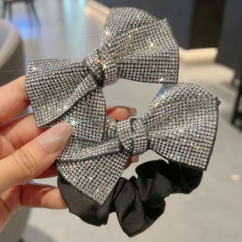 Luxurious flash diamond bow hair ring new style internet celebrity Korean bun half-tied spring clip fashion hair rope for women