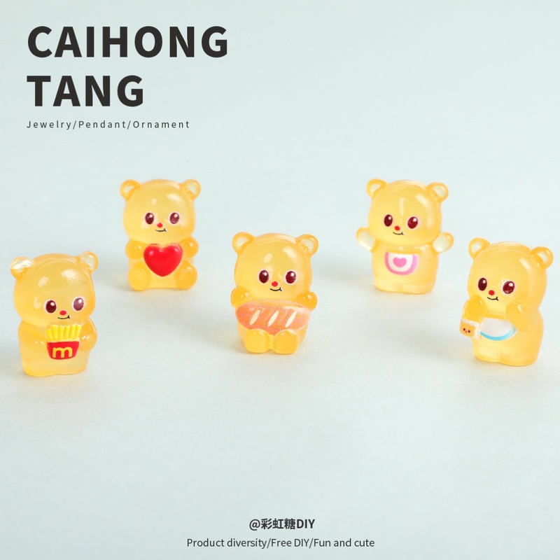 樹脂 diy かわいい装飾品発光ミニクマジュエリーアクセサリー自家製装飾品携帯電話ケースペンダント|undefined