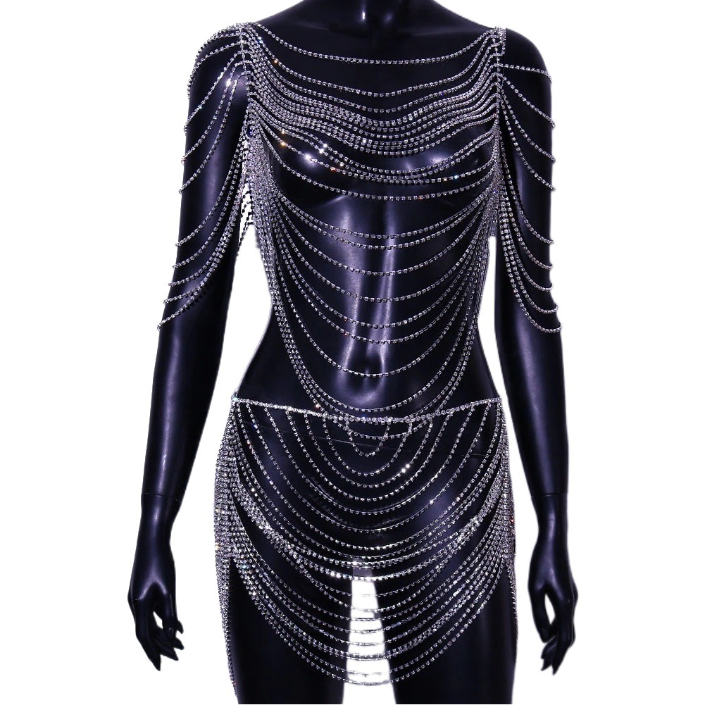 Venta caliente de Europa y América traje de bikini de diamantes Cadena de sujetador de múltiples capas de moda