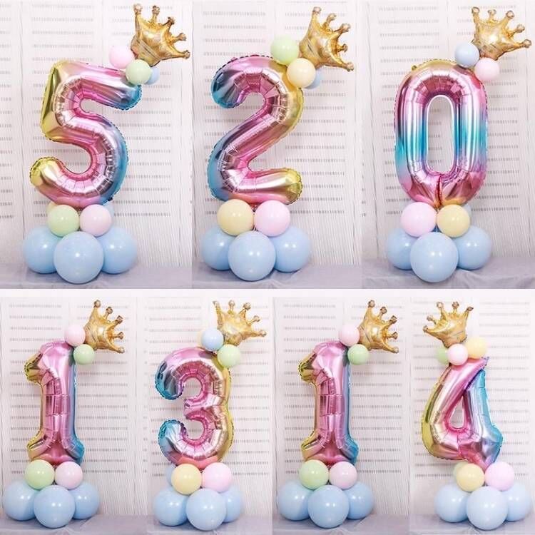 32-inch gradient color digital column balloons road sign anniversary birthday party love declaration decoration arrangement
