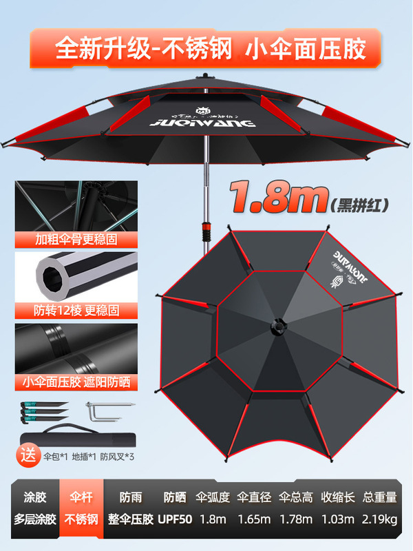 钓鱼伞新款机械臂大钓伞户外露营专用雨伞遮阳伞防暴雨拐杖伞|undefined