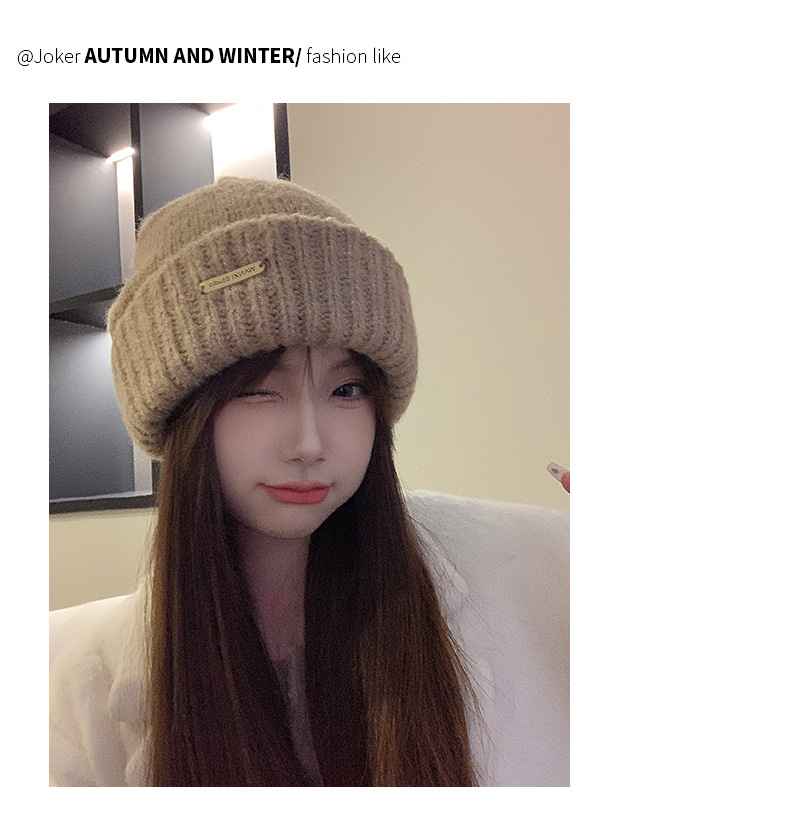 Nuovo cappello di lana coreano di vendita caldo Moda donna Autunno e inverno Cappello impilato Nero Versatile Cappello freddo Cappello lavorato a maglia di lana calda addensata_voghion.com