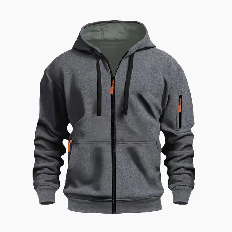 Cross-Border European Size Autumn and Winter Men's Casual Hooded Sweatshirt Zipper Casual Trendy Jacket for Men
