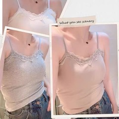 3662レースの小さいレースのキャミソールの女性の中に、光を防ぐ春と夏の外に袖なしの一体式の百合上着を着ます。