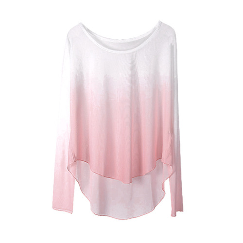 Gradient mesh top, off-shoulder long-sleeved modern dance practice clothing, female performance outfit, adult classical dance gauze clothing
