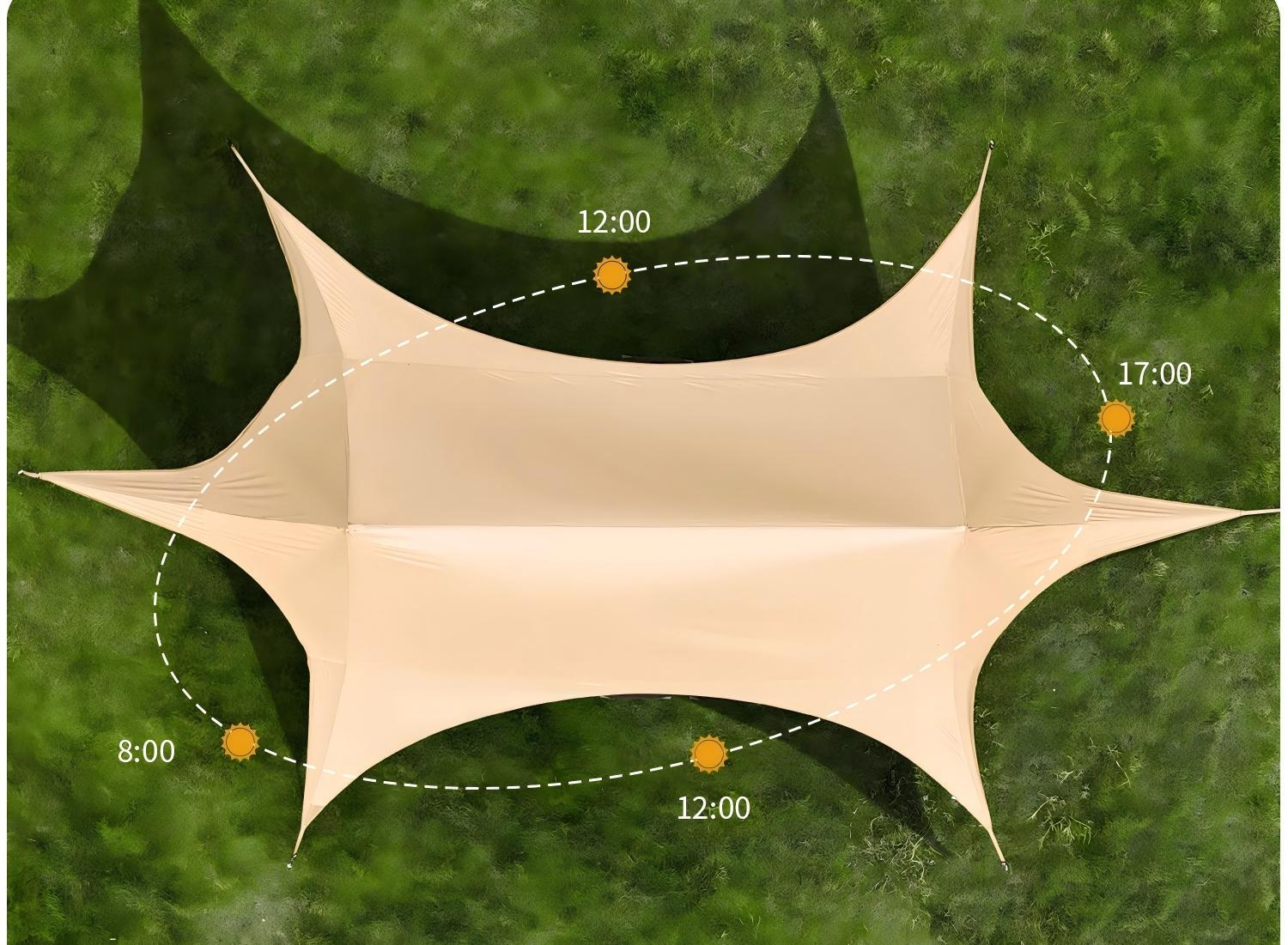 Outdoor Primitive Camping Tarp Tent Double-Peak Tarp Camping Sun Protection Rainproof Black Glue Windless Rope Sunshade Canopy