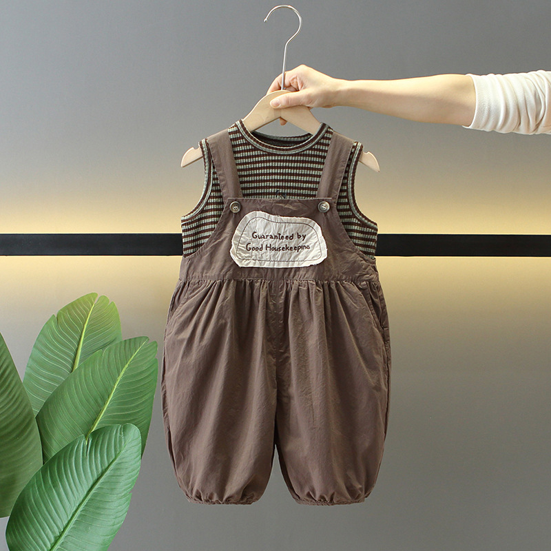 7861 traje de verano para niños 2025 nuevos baby baby de moda para niños ropa de verano de dos piezas marca de moda