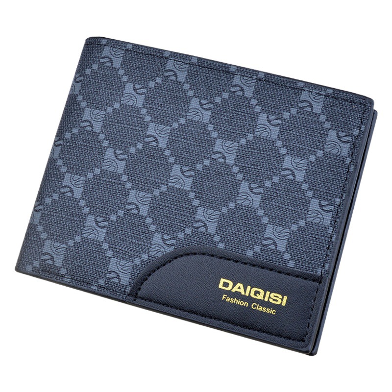 New Men's wallet men's short multi-card card holder European and American retro wallet men's youth plaid printed Soft Wallet