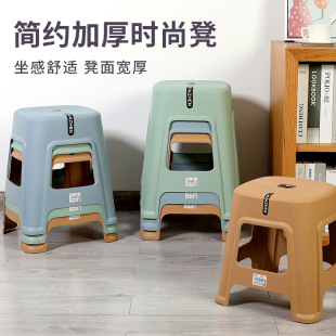 Plastic Stools for Home Living Room Children and Adults Simple Dining Table Chairs Thickened Stackable Commercial Stall High Stools Wholesale