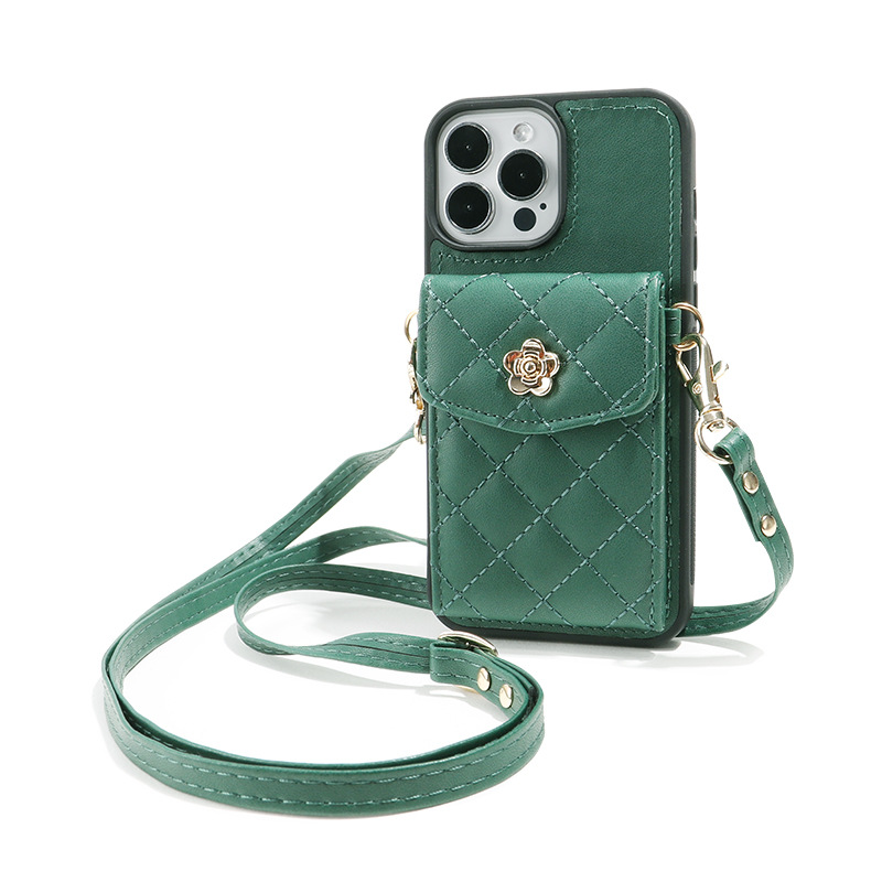 Caja de hombro para iPhone13 / 14 cubierta de protección PU correa de hombro ajustable multifuncional pequeña bolsa de tarjetas de viento fragante