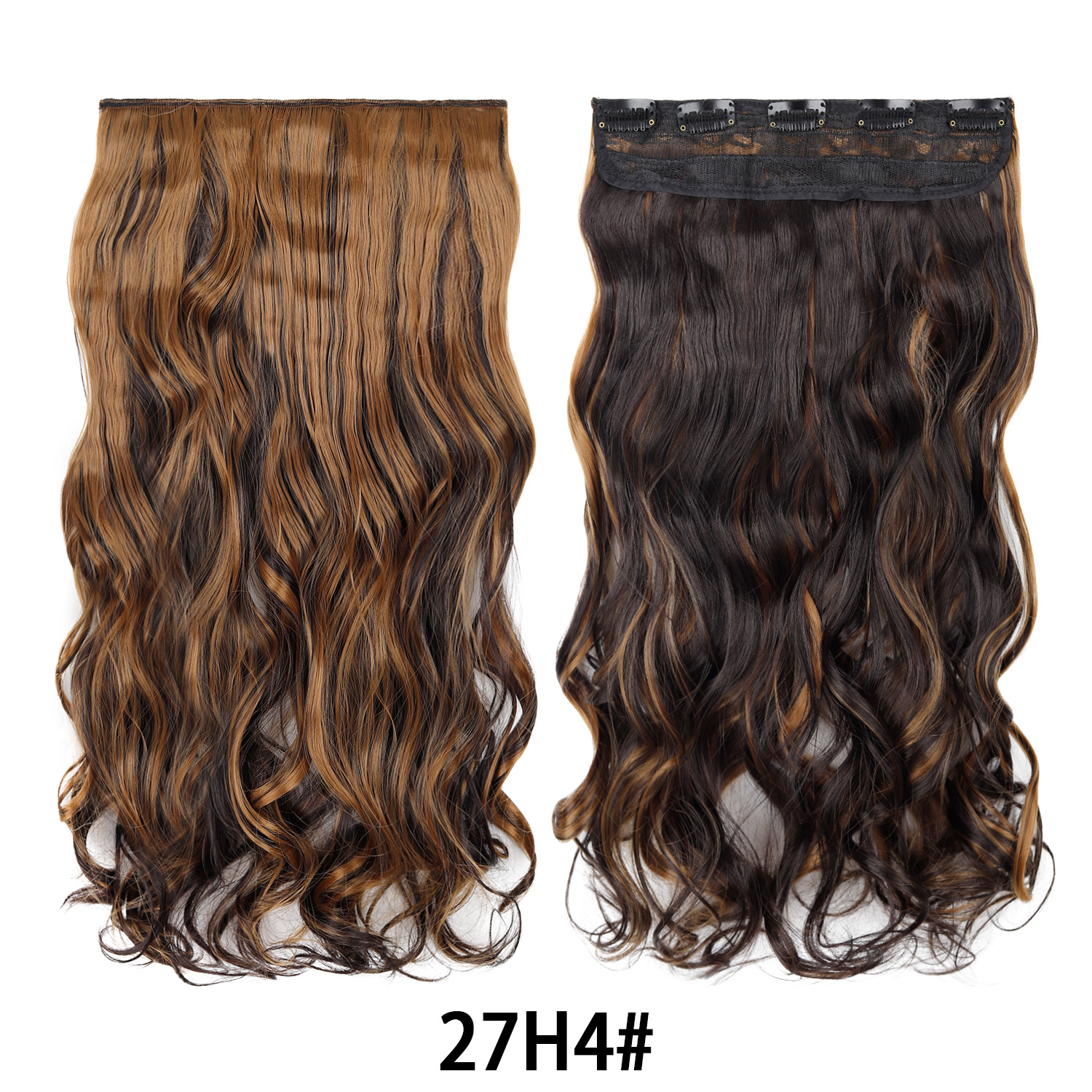 Extensión de Cabello de 5 Clips de 18 Pulgadas de Fibra de Alta Temperatura Rizado para Señoras