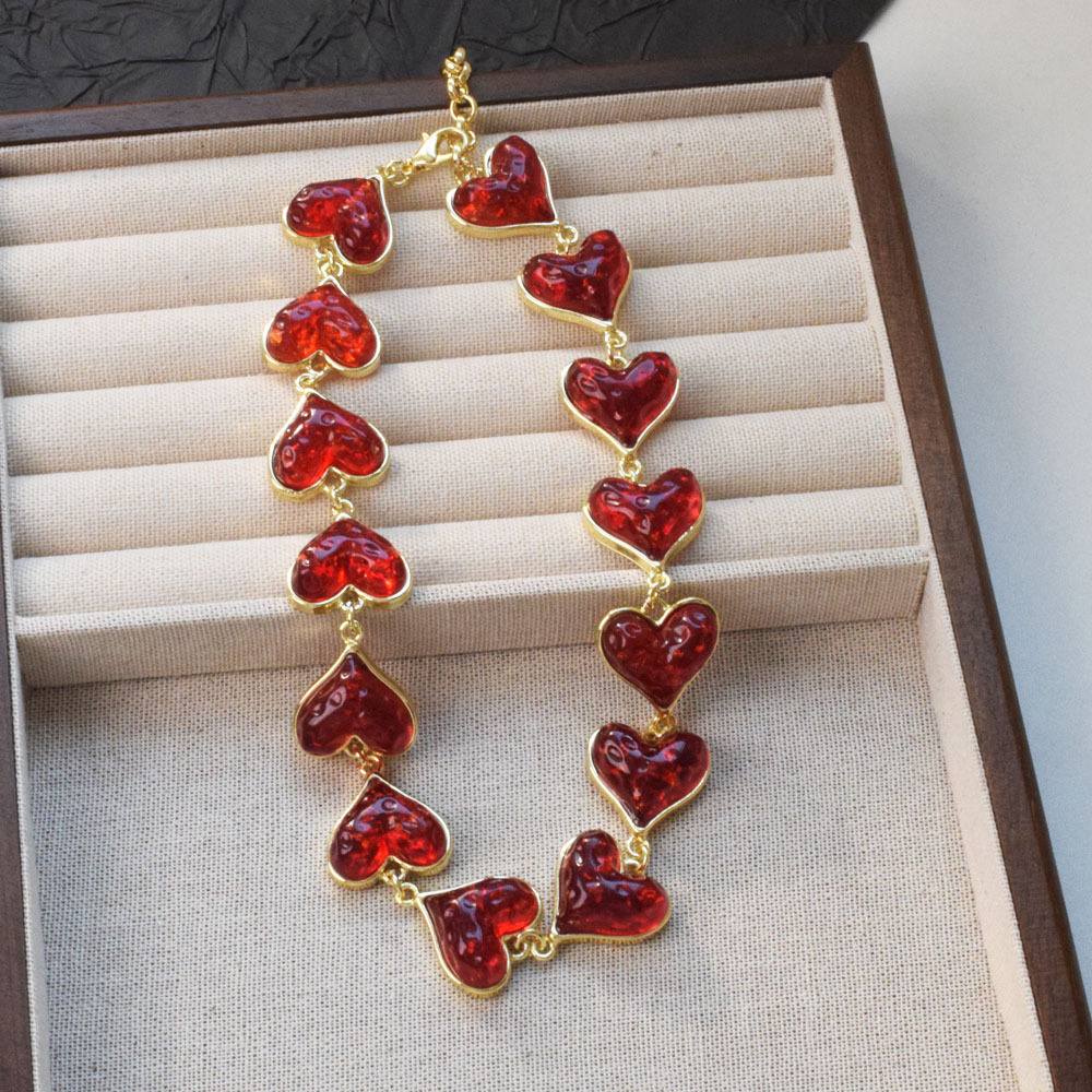 Zinc alloy Material Heart Shape Pattern Elegant Heart Shape Zinc Alloy Lobster Trigger Clasp Closure Chain Necklaces Wholesale