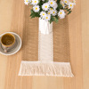 Cotton and linen splicing belt flowing Su table flag festival wedding banquet decorative long cloth double -color bed tail scarf Amazon hot sales flag