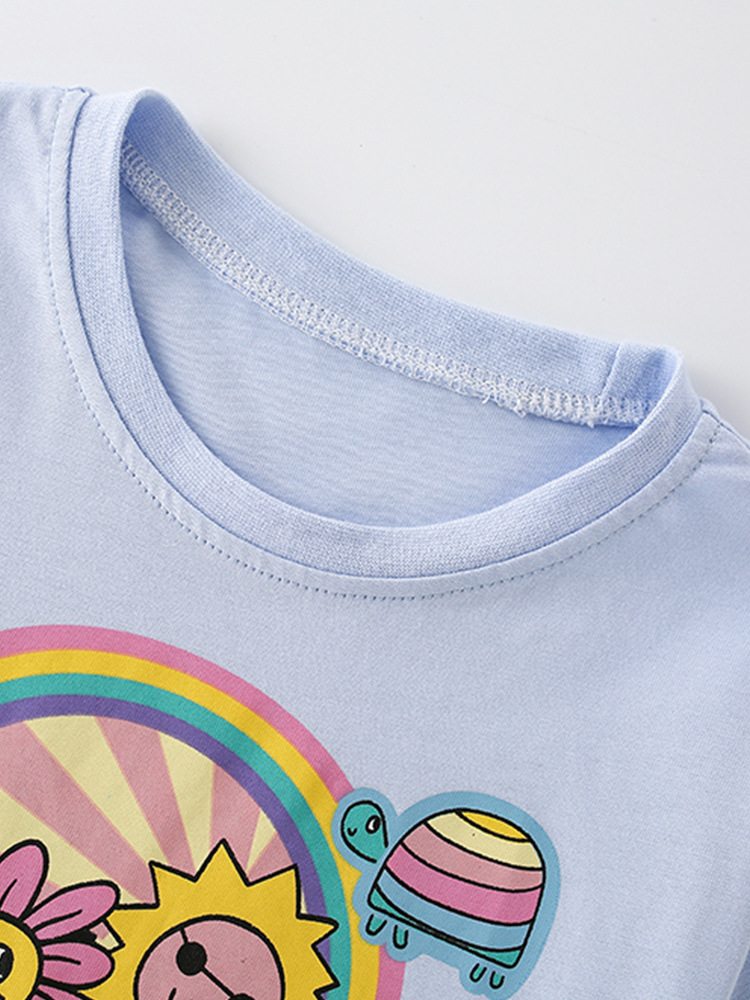Malwee ropa de verano de manga corta para niñas nueva ropa para niños europea y americana cuello redondo estilo occidental camiseta para niños ropa para niños top
