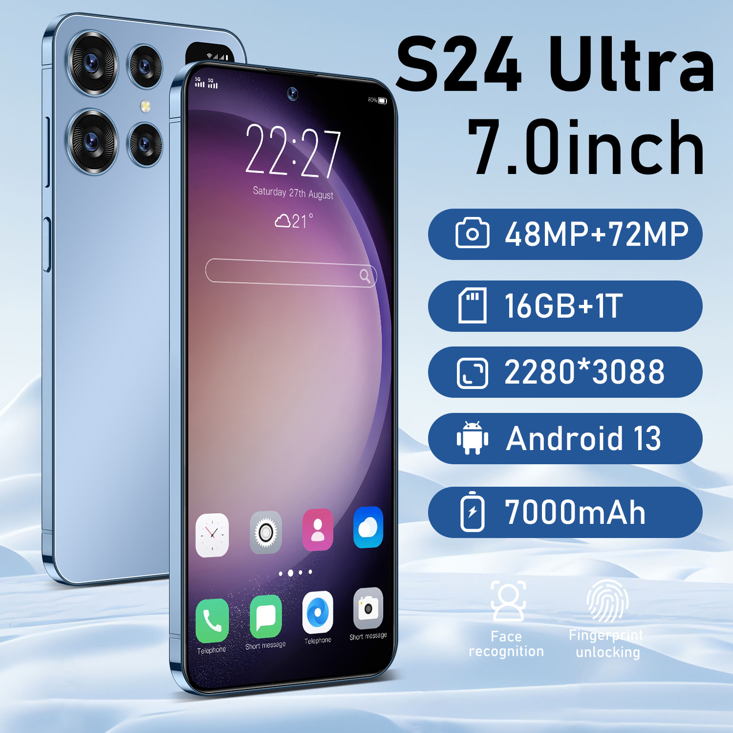 Spot hot selling cross-border S24 ultra Android smartphone 16+1TB foreign trade all-in-one machine sourced from factory for distribution