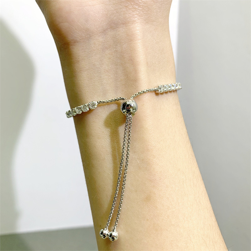 Square Pattern Women'S Gender 925 Sterling Silver Bracelets Simple Style Shiny