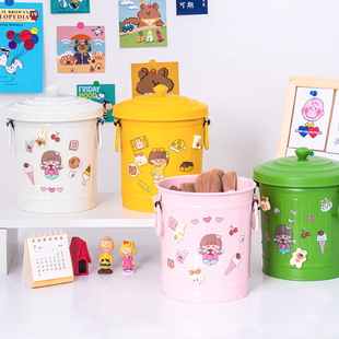 High-value pen holder large desktop ornaments creative wrought iron office stationery student makeup brush storage bucket dustproof