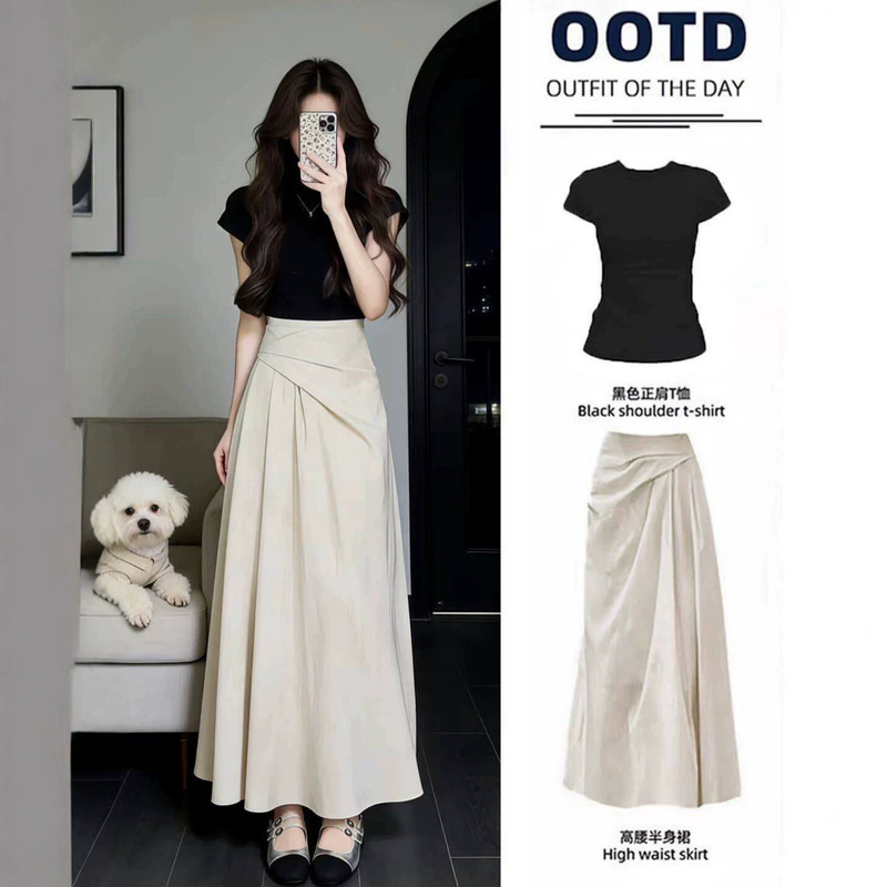 Irregular Long Skirt for Women, 2026 Summer New Style, Mid-Length Retro Hong Kong Style, Hip-Hugging High-Waisted Chiffon Long Skirt Irregular Long Skirt for Women, 2026 Summer New Style, Mid-Length Retro Hong Kong Style, Hip-Hugging High-Waisted Chiffon Long Skirt