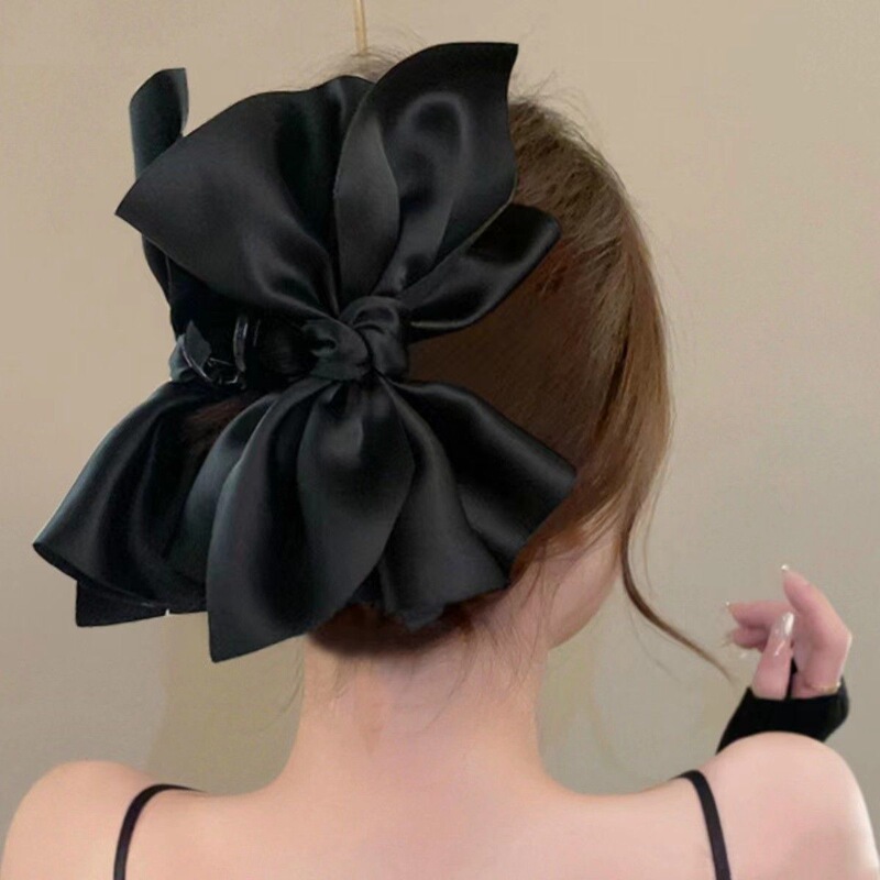 高級両面大型リボンクリップヘップバーンスタイル後頭部ヘアシャーククリップヘアピン女性用|undefined