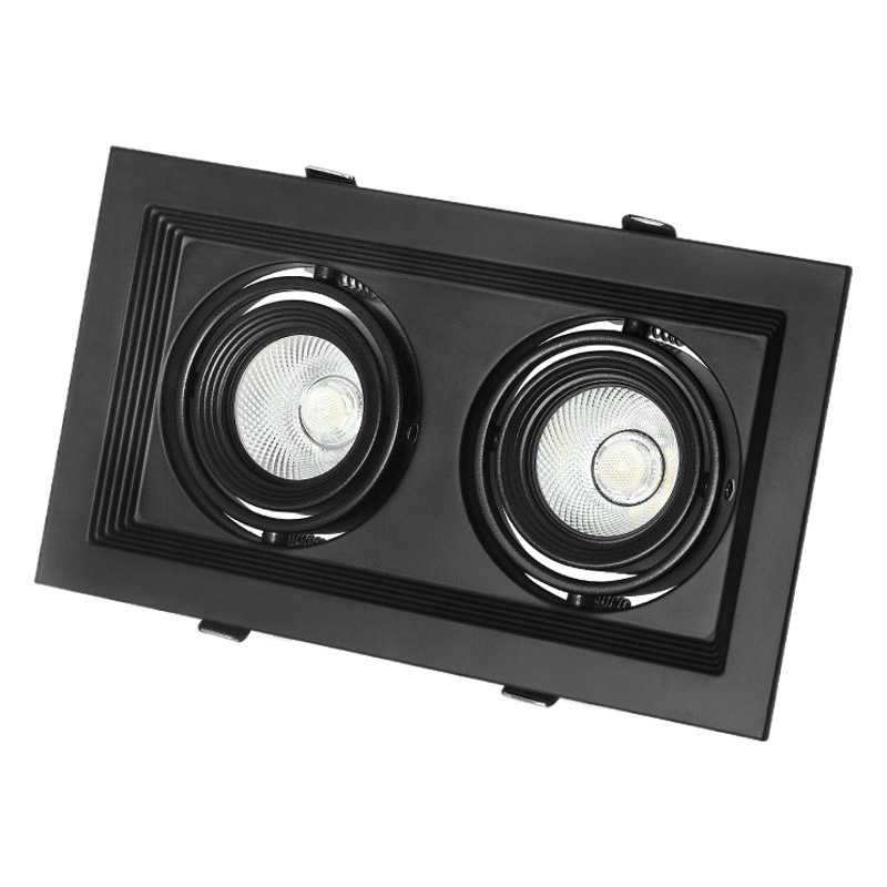 Lámpara de rejilla lámpara de cubo de doble cabeza foco COB lámpara de techo 15x15 rejilla de techo centro comercial cuadrado LED frijol bilil lámpara