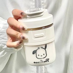 Academy-style cup with high-end Instagram aesthetic straw cup, plastic water cup for girls students, cute coffee cup, children's portable cup