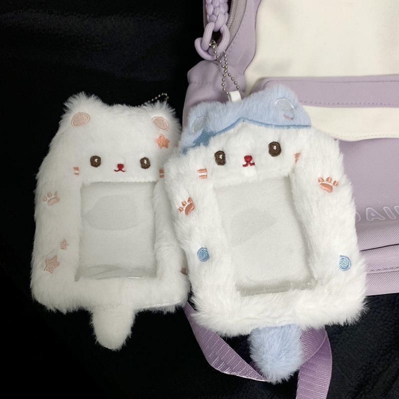 Animal Plush Card Holder 3inch Blue Rabbit Idol Polaroid Card Holder Id Card Holder Small Card Backpack Pendant