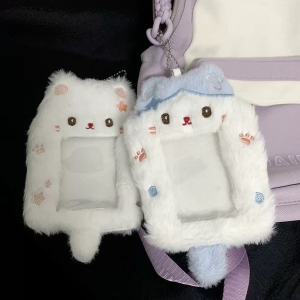 Animal Plush Card Holder 3inch Blue Rabbit Idol Polaroid Card Holder Id Card Holder Small Card Backpack Pendant
