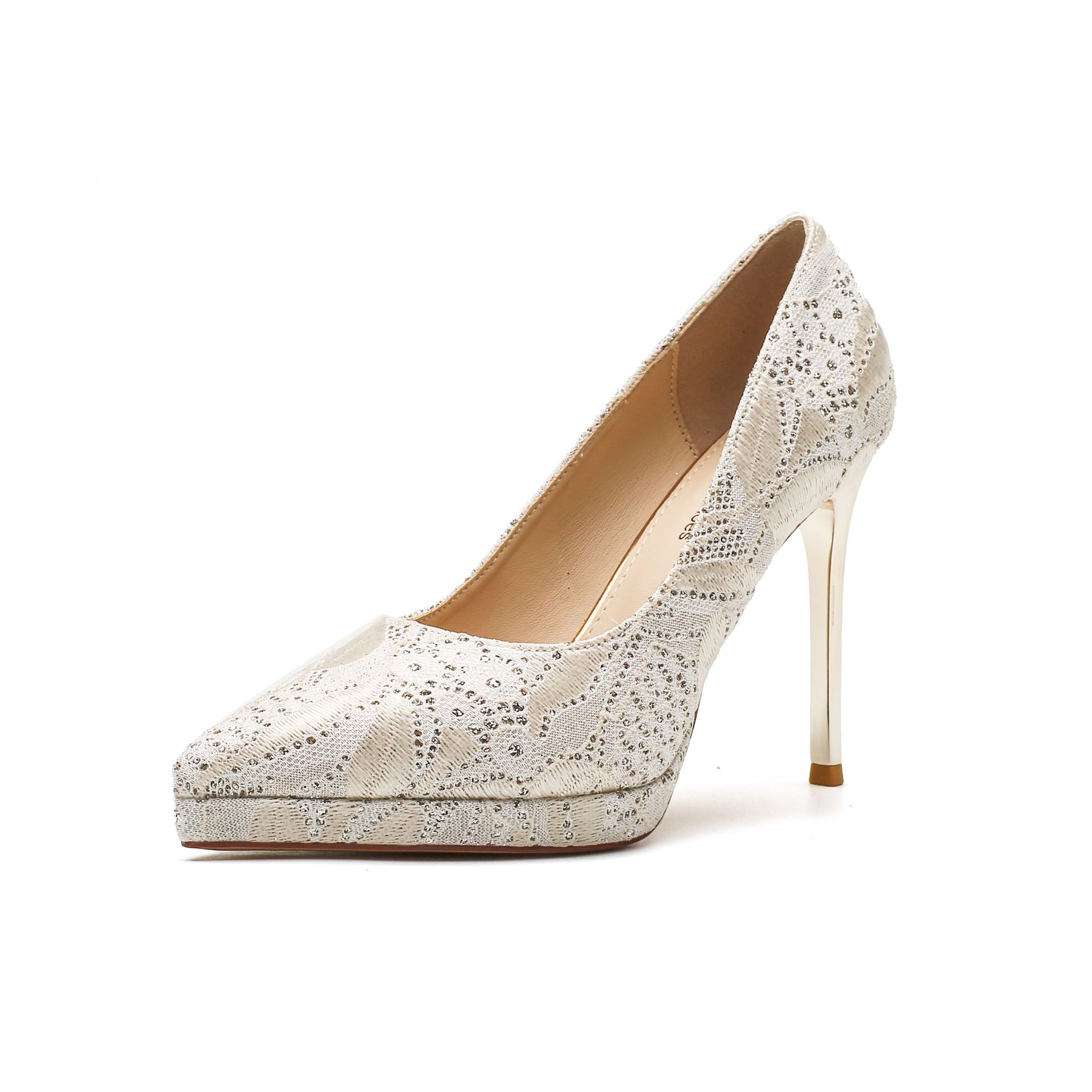 1089U Waterproof Platform Sequin Stiletto High Heels Women's Rhinestone Shallow Mouth Wedding Elegant Banquet Bridesmaid_voghion.com
