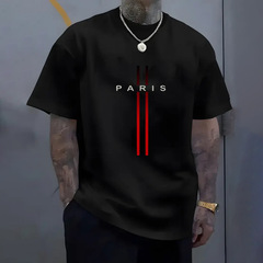 新しいメンズポリエステルカジュアルTシャツ、わずかに伸縮性のあるラウンドネック半袖サマーTシャツ
