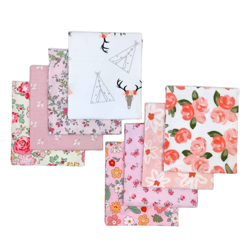 Новый розовый принтованный хлопок чистый хлопок diy handmade лоскутное 8 штук набор хлопковой ткани оптом
