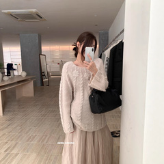 imiss 韩标！重工勾花羊毛舒适简约百搭女保暖毛衣（韩20%羊毛）